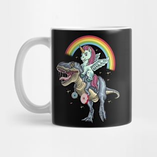 Unicorn Ridding Dinosaur Donus Mug